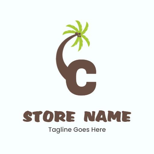 Tropical Green Palm Tree Symbolizing Coconut Products Logo Template