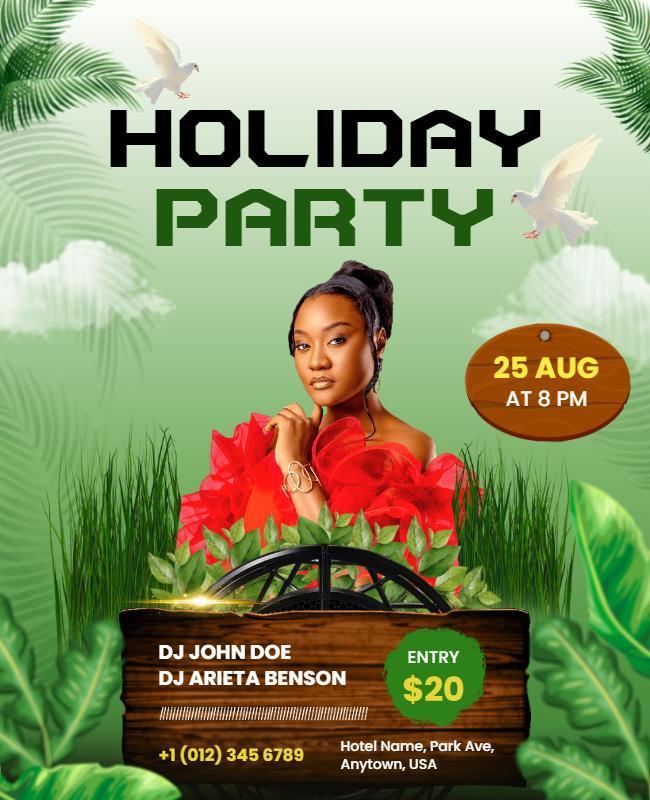 Tropical Holiday Party Celebration Flyer Template