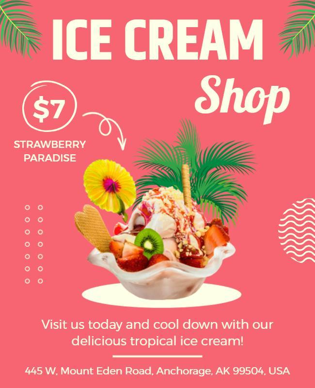 Tropical Ice Cream Shop Promotion Flyer Template