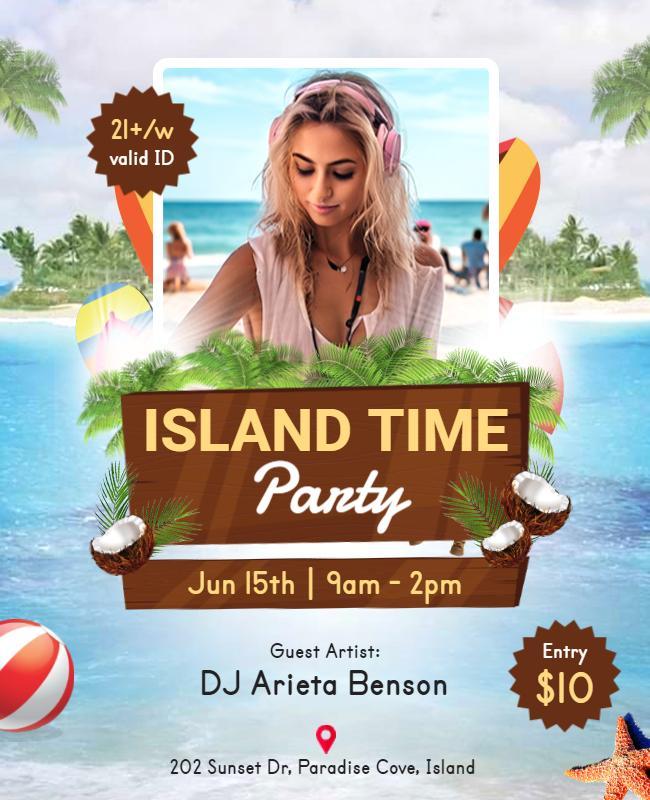 Tropical Island Beach Party Flyer Template