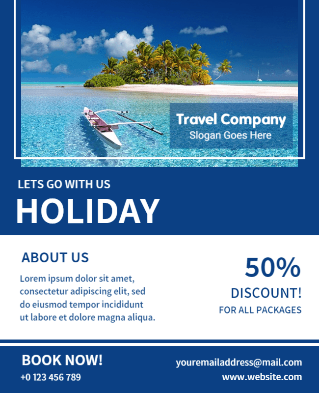 Tropical Island Holiday Promotion Flyer Template