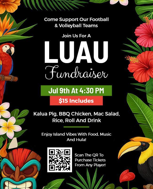 Tropical Island Luau Fundraiser Event Flyer Template