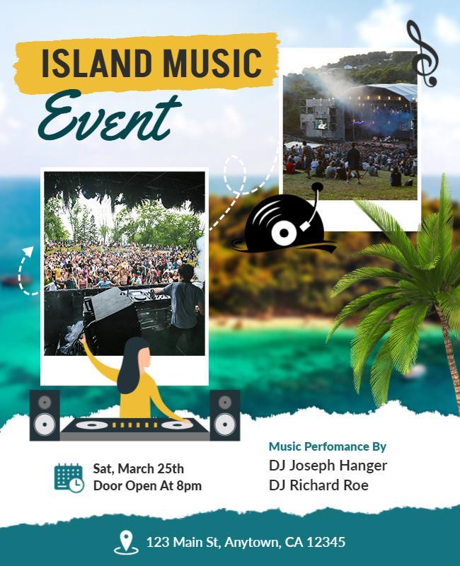 Tropical island music event flyer template