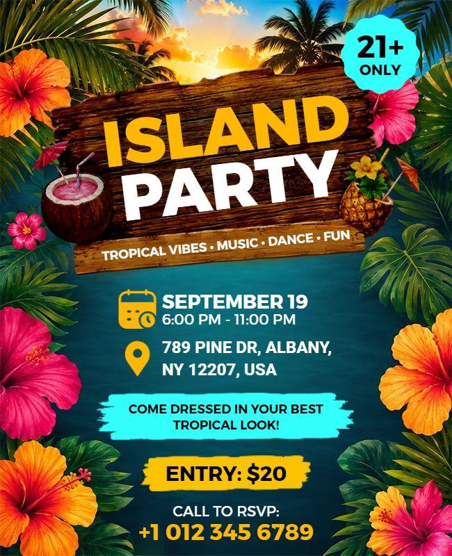Tropical Island Party Event Flyer Template