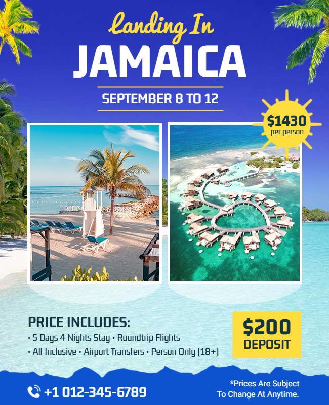 Tropical Jamaica Vacation Package Flyer Template