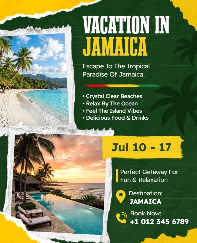 Tropical Jamaica Vacation Promotion Poster Template