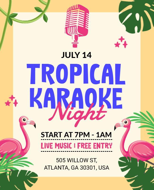 Tropical Karaoke Night Event Flyer Template