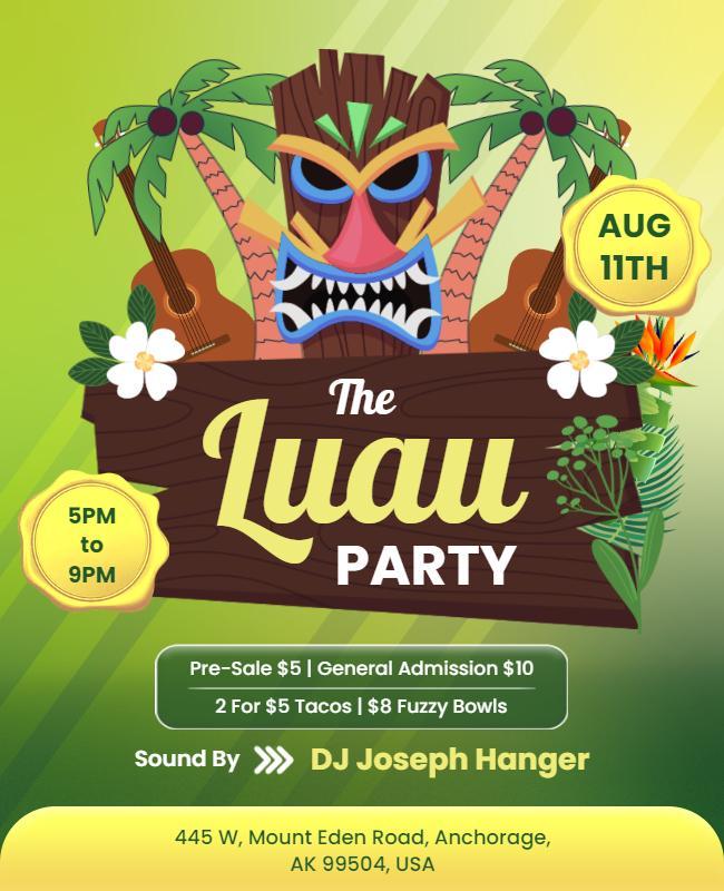 Tropical Colorful Luau Party Celebration Flyer Template