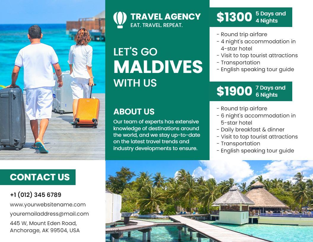 Tropical Maldives Travel Package and Tour Guide Brochure Template