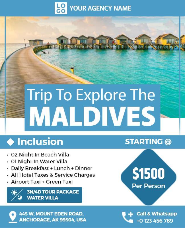 Tropical Blue Adventure Tour to Explore the Maldives Flyer Template