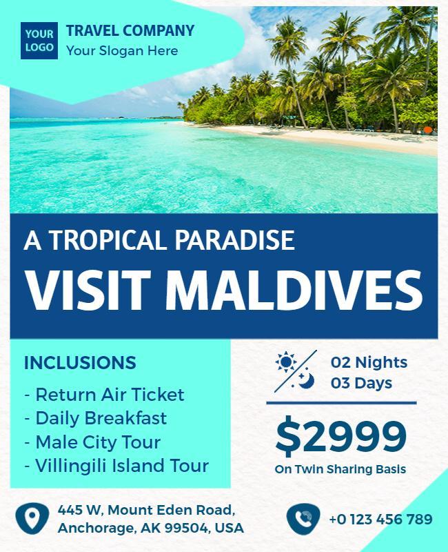 Tropical Maldives Travel Package Flyer Template