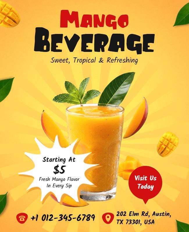 Tropical Mango Beverage Advertisement Poster Template