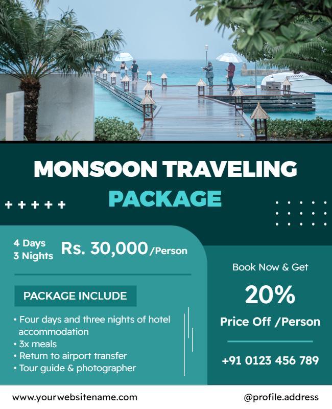 Tropical Monsoon Travel Package Flyer Template