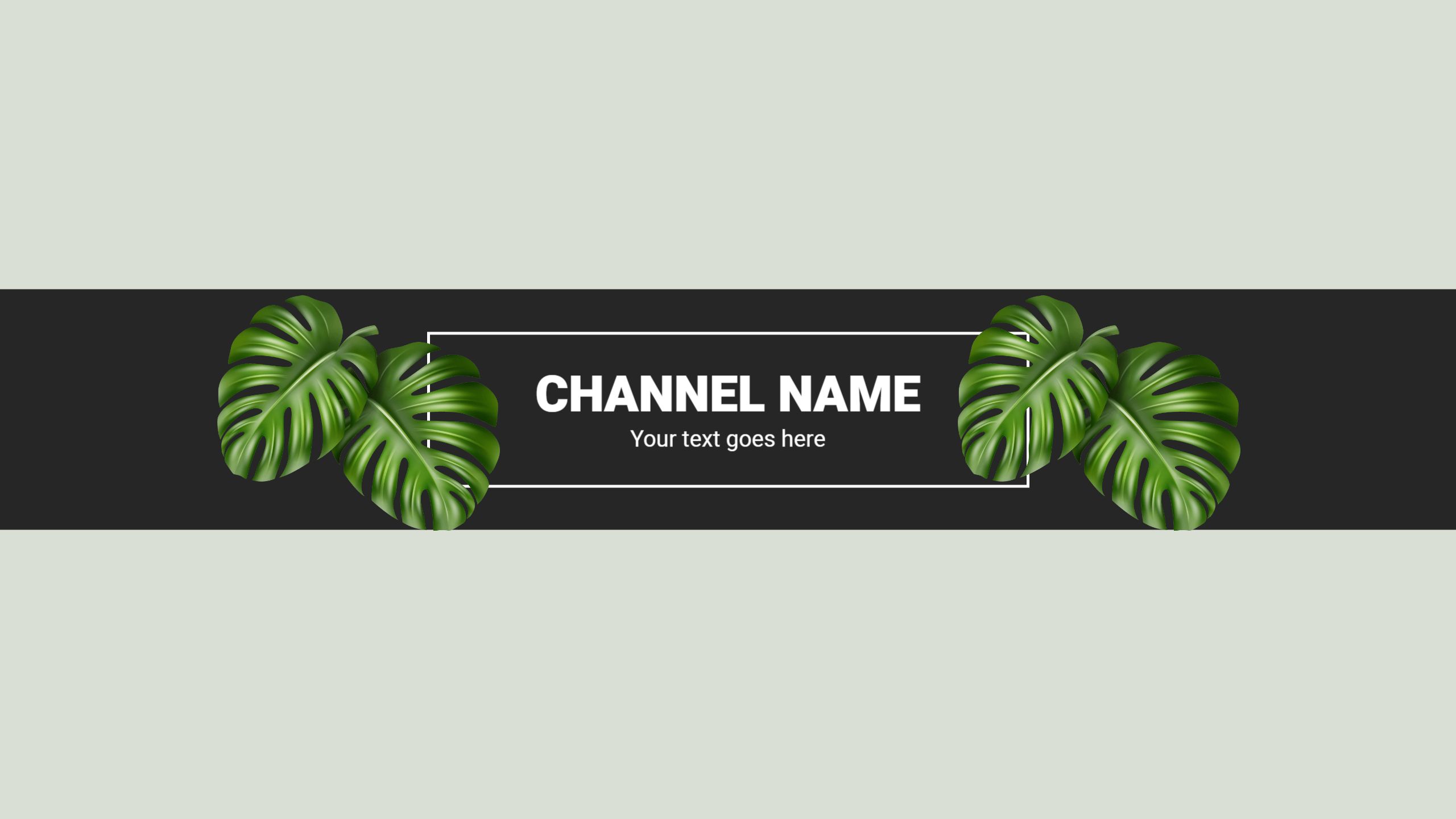 Tropical Monstera Leaves with Black Background YouTube Banner Template