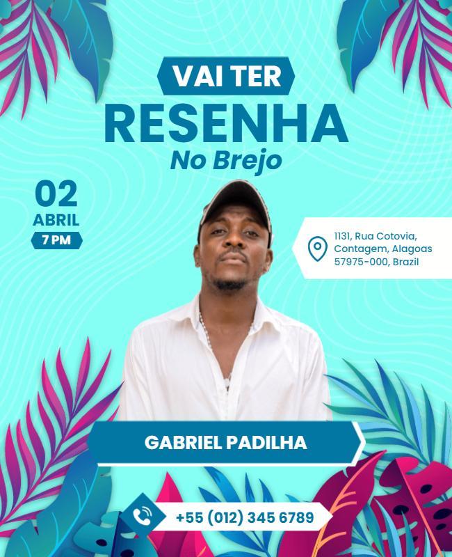 Tropical Music Event Flyer Featuring Gabriel Padilha Template