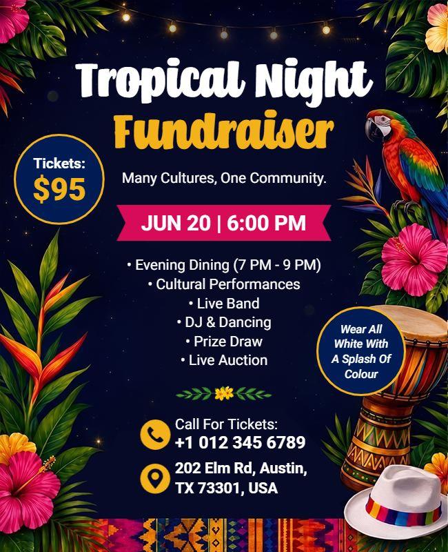 Tropical Night Fundraiser Event Flyer Template