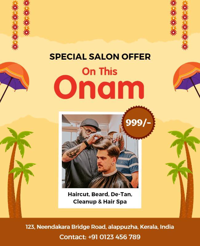 Tropical Onam Special Salon Offer for Hair and Spa Poster Template