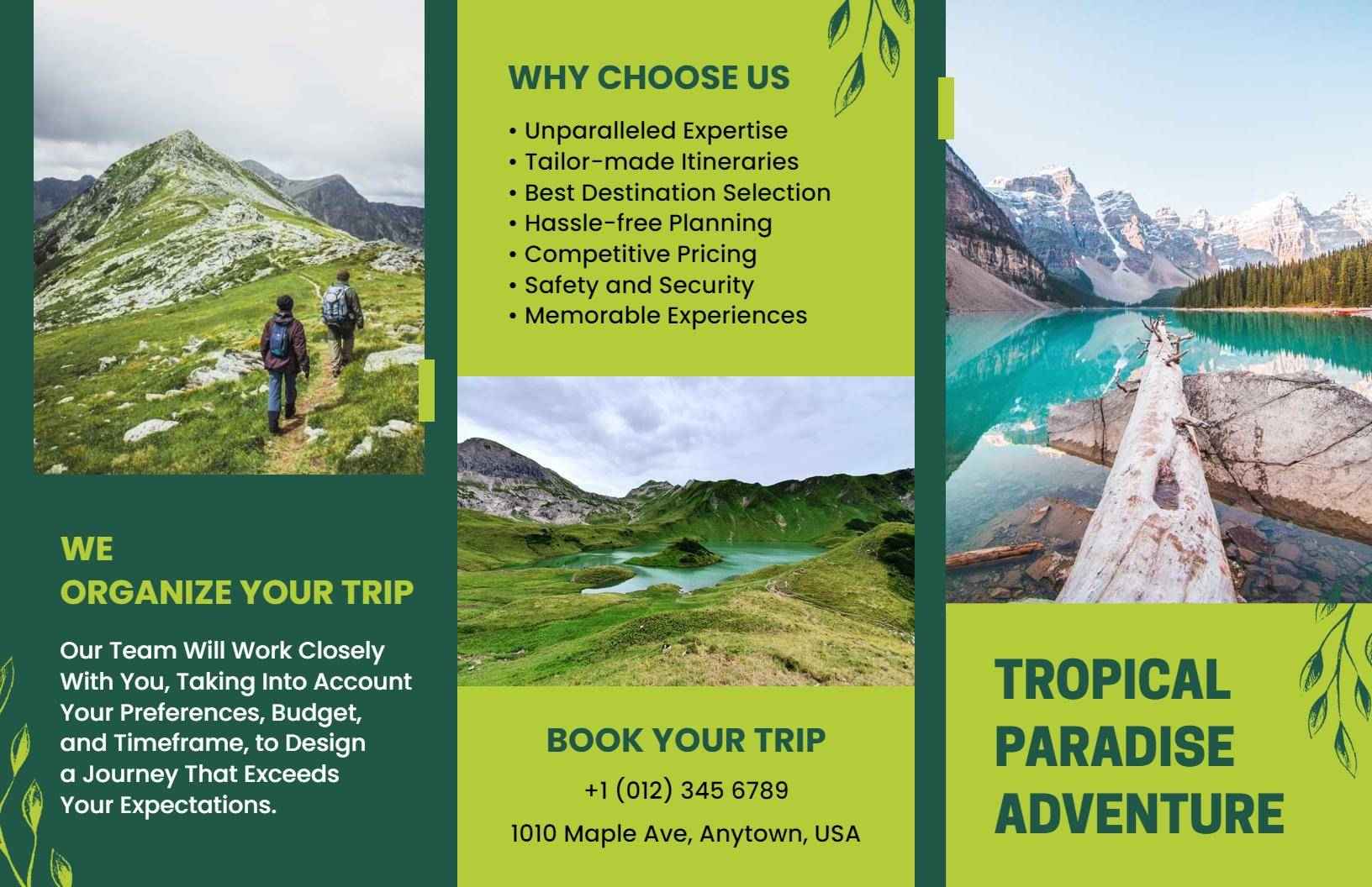 Tropical Paradise Travel Adventure Package Brochure Template