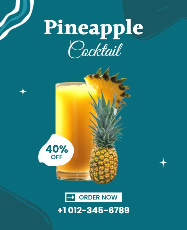 Tropical Pineapple Cocktail Promotion Flyer Template