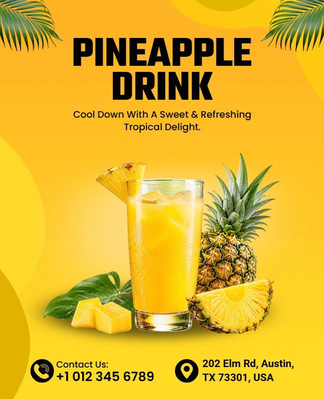 Tropical Pineapple Drink Promotional Flyer Template