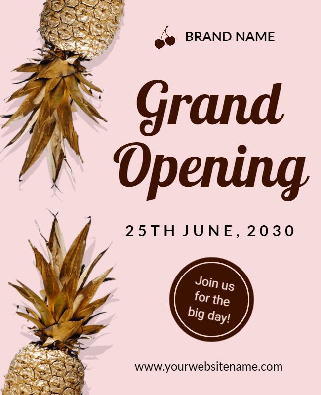 Tropical Pineapple Grand Opening Celebration Poster Template
