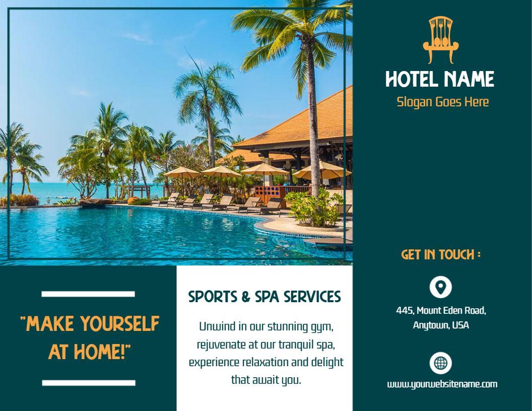 Tropical Resort Relaxation and Spa Services Hotel Brochure Template