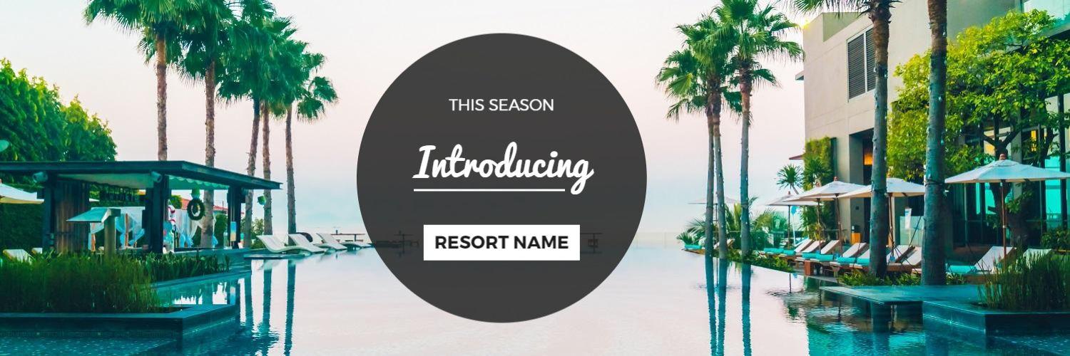 Tropical Resort with Palm Trees Promoting New Season Twitter Banner Template