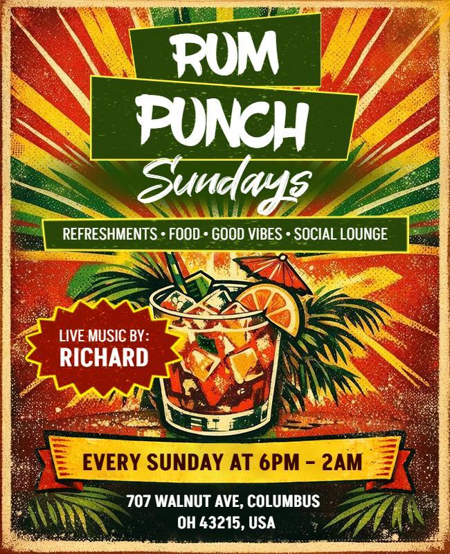 Tropical Rum Punch Sundays Party Flyer Template