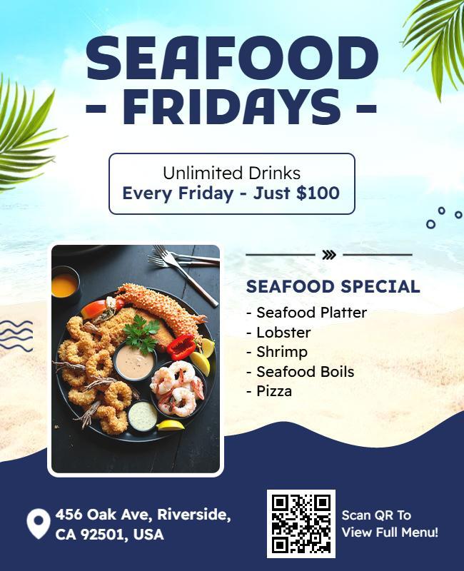 Tropical Seafood Special Fridays Event Flyer Template