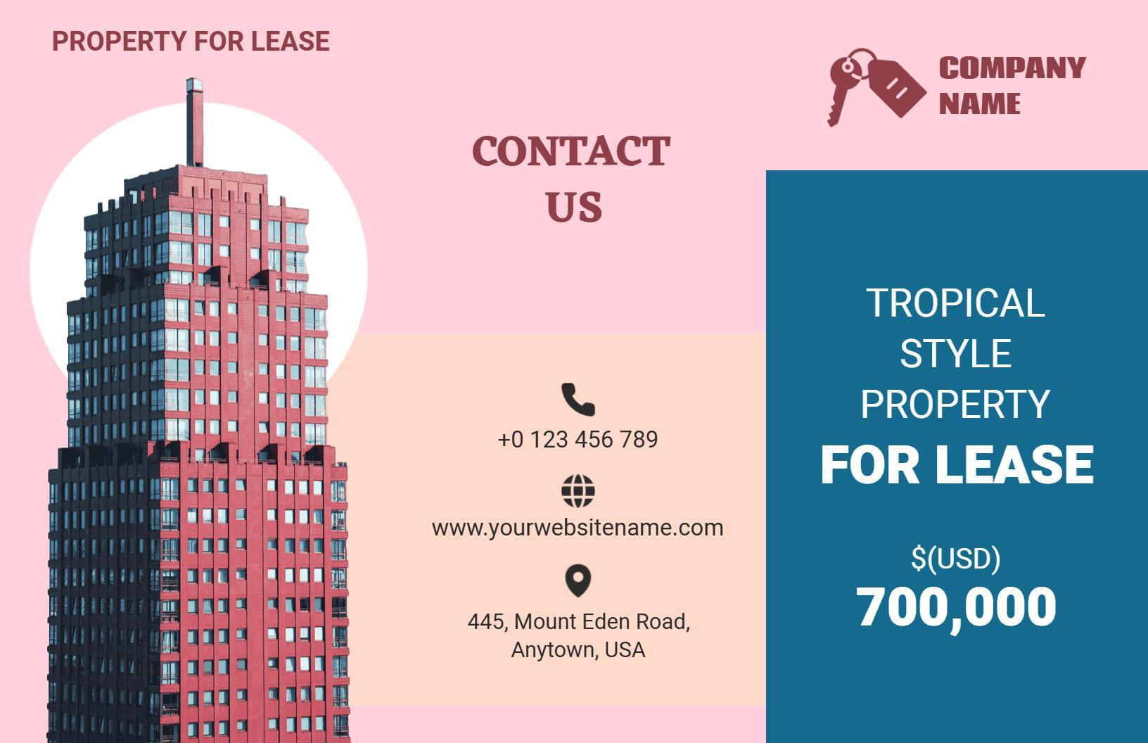 Tropical Style Property Leasing and Rental Agency Brochure Template
