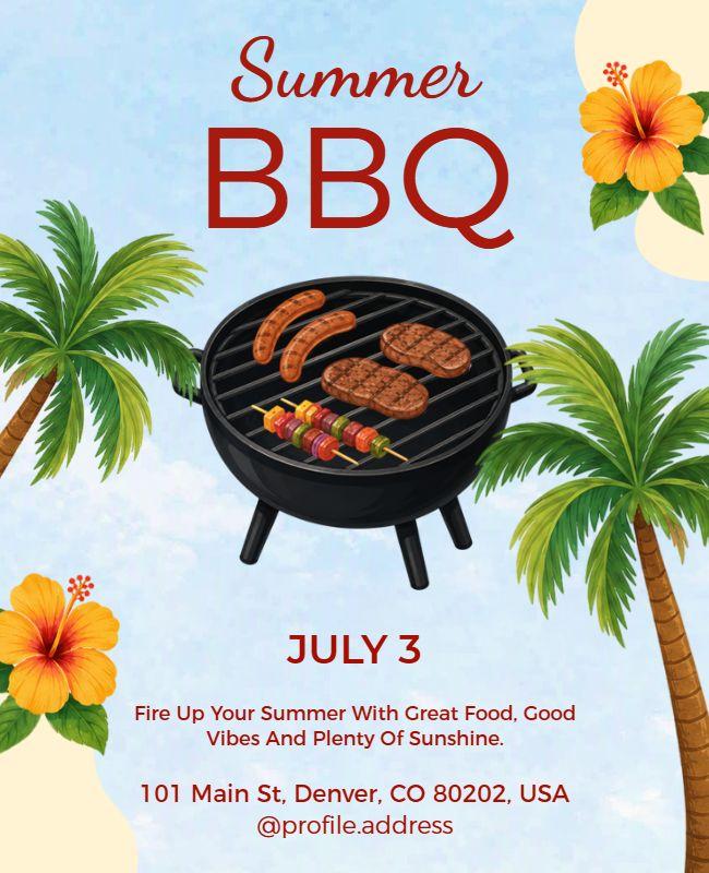 Tropical Summer BBQ Event Poster Template