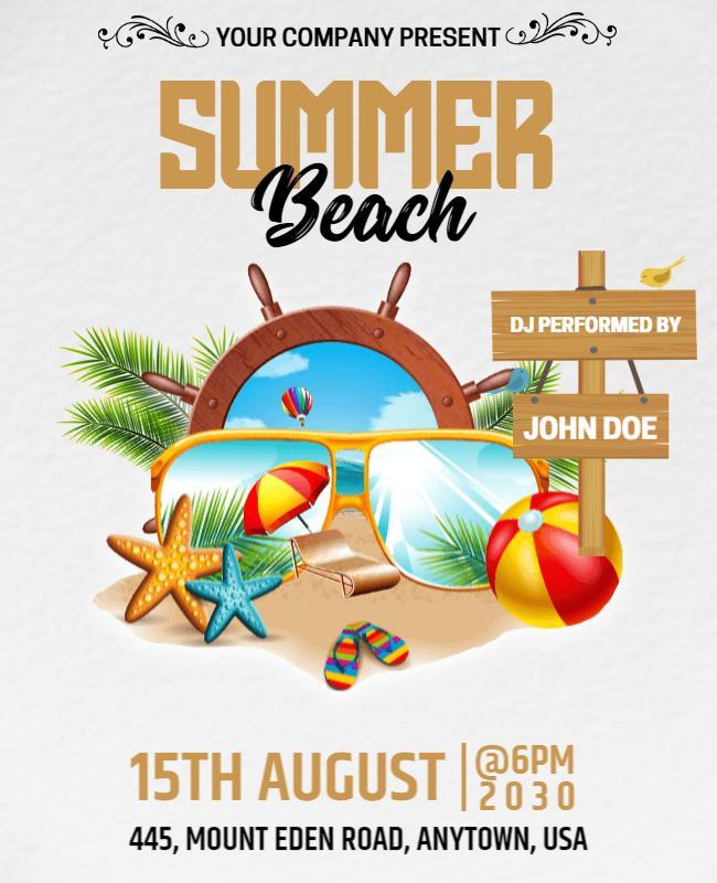 Vibrant Tropical Summer Beach Party Flyer Template