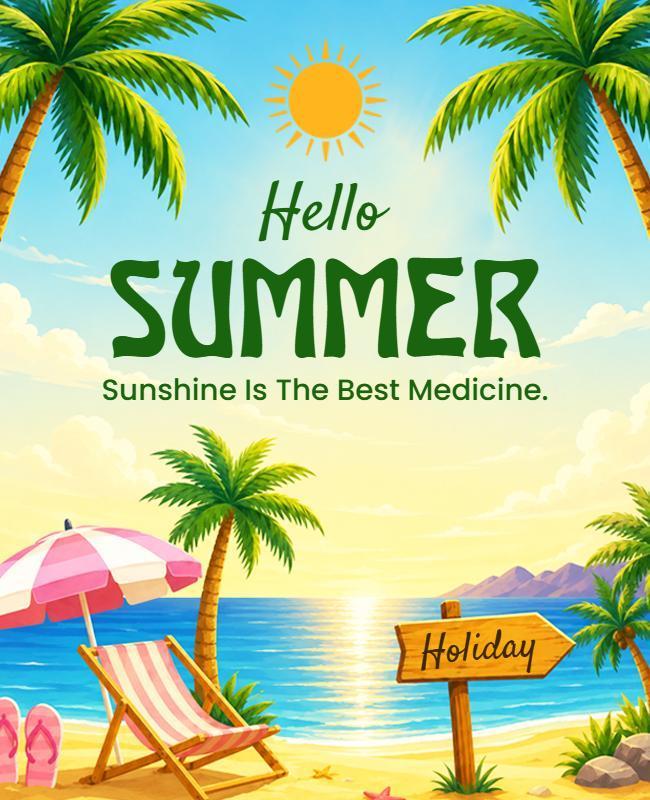 Tropical Summer Holiday Beach Poster Template