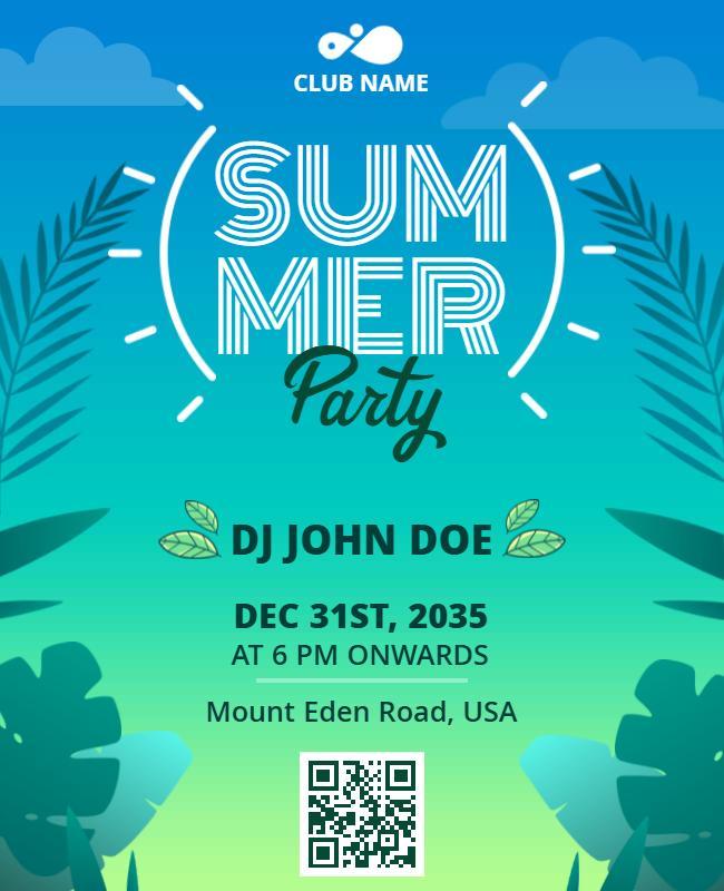 Tropical Summer Party with DJ in Vibrant Gradient Flyer Template