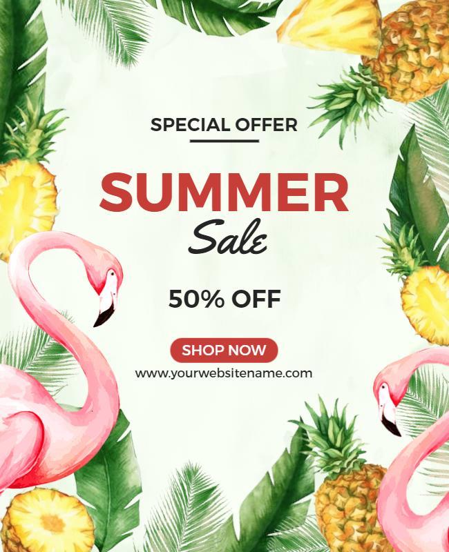 Tropical Summer Sale Discount Flyer Template