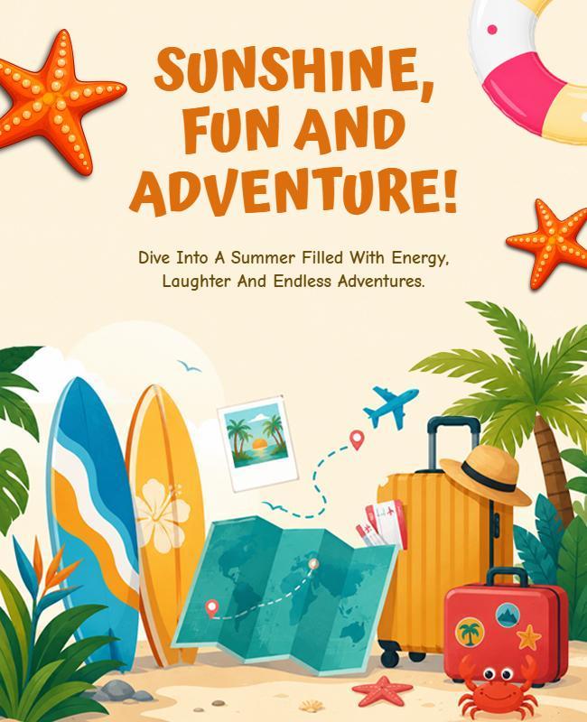 Tropical Summer Vacation Adventure Poster Template
