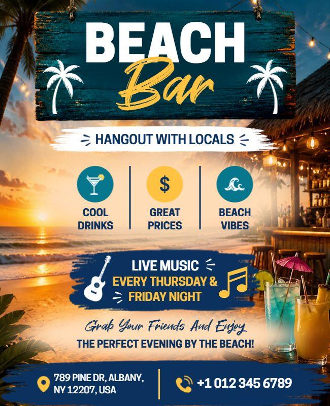 Tropical Sunset Beach Bar Event Flyer Template