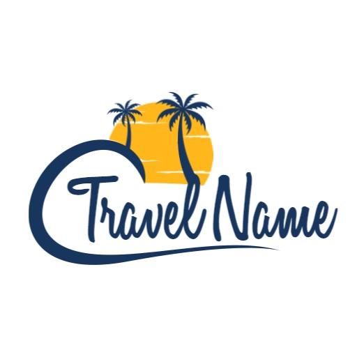 Tropical Sunset with Palm Trees Highlighting Travelling Logo Template