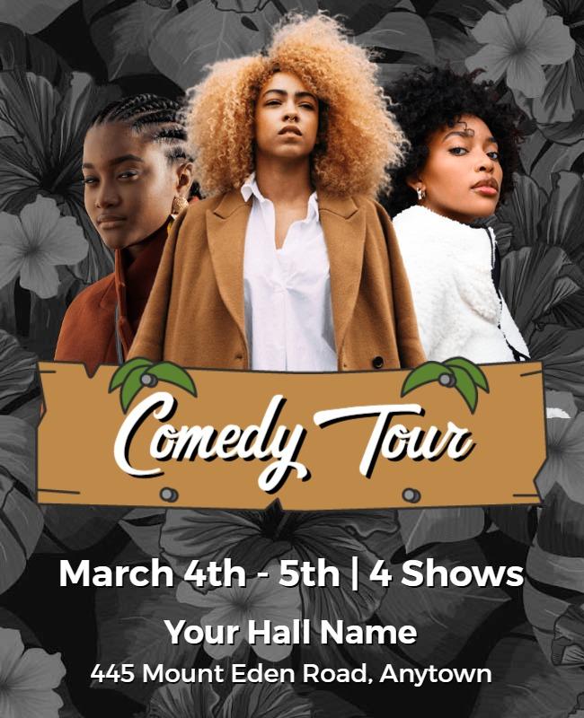 Tropical Themed Comedy Tour Event Flyer Template