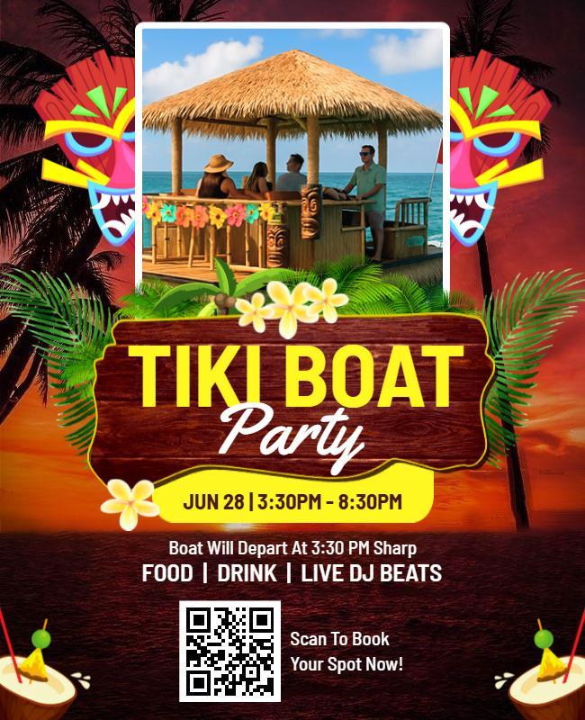 Tropical Tiki Boat Party Event Flyer Template