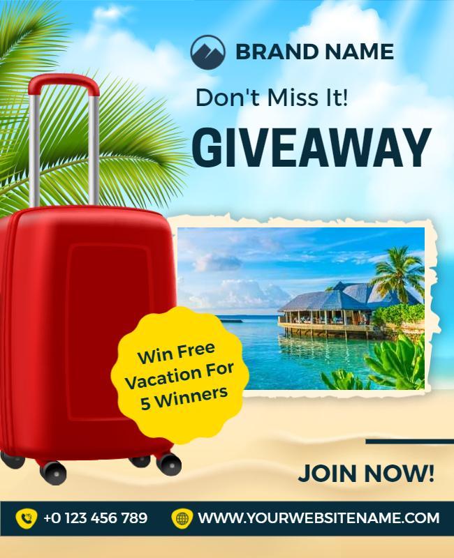 Tropical Vacation Giveaway Flyer Template