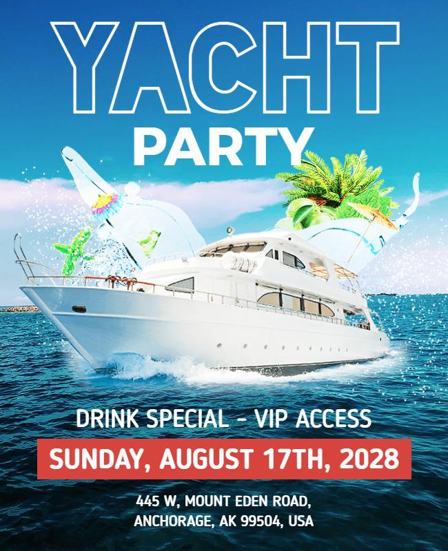 Tropical Yacht Party Celebration Flyer Template