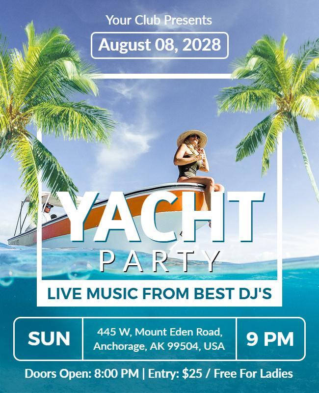 Tropical Yacht Party with Dj Music Flyer Template