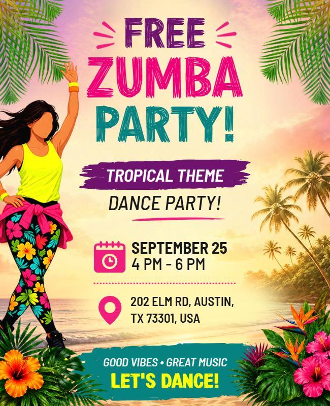 Tropical Zumba Dance Party Flyer Template