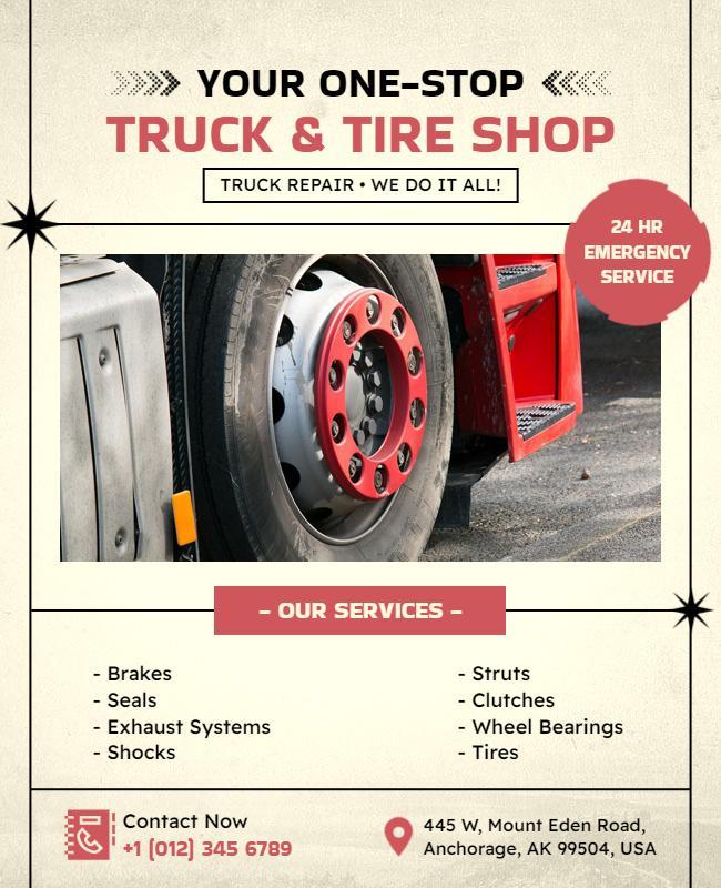 Truck and Tire Repair Service Flyer Template