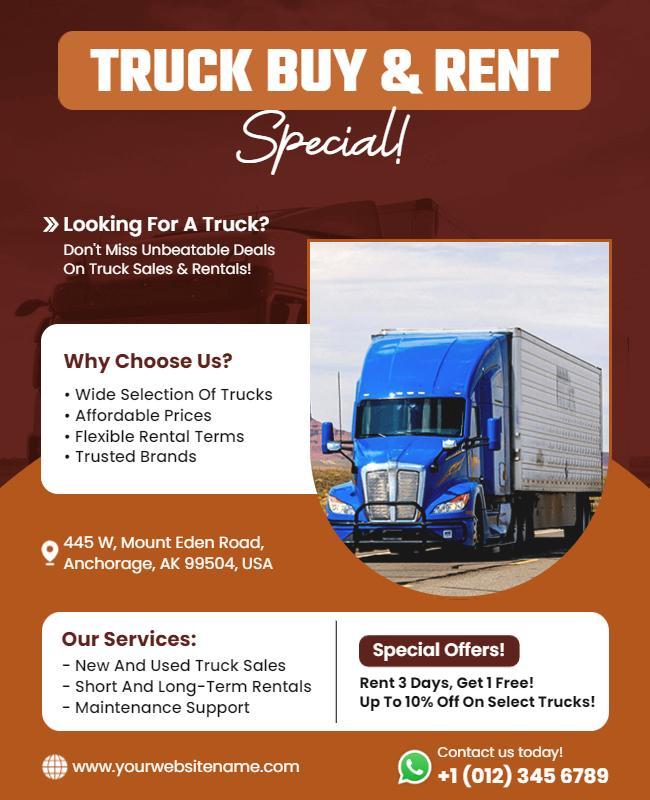 Truck Buy and Rent Promotional Flyer Template