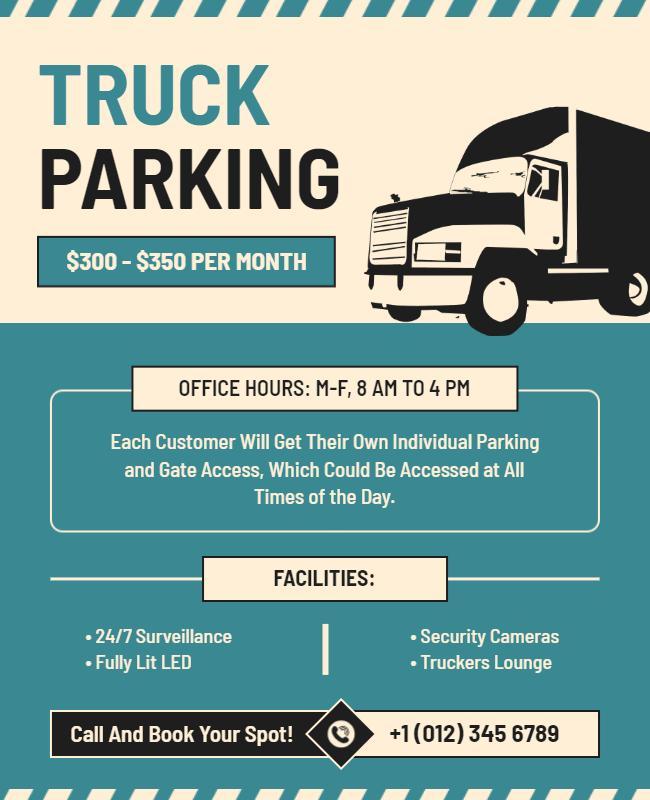 Truck Parking Service Advertisement Flyer Template