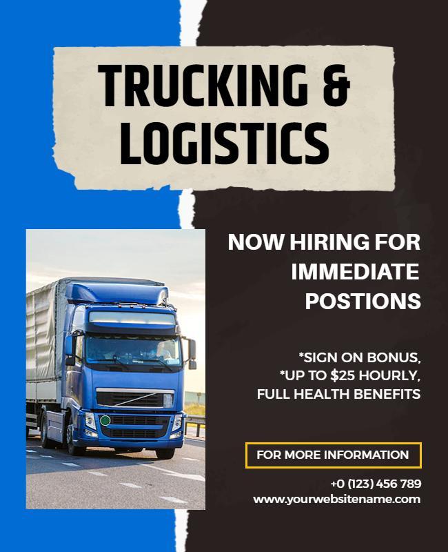 Trucking and Logistics Hiring Announcement Flyer Template