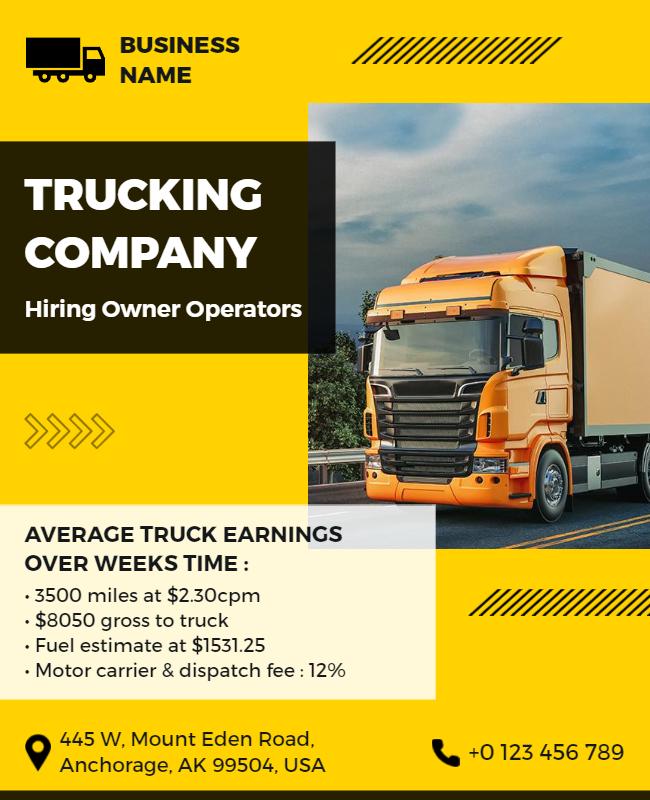 Trucking Company Hiring Drivers Flyer Template