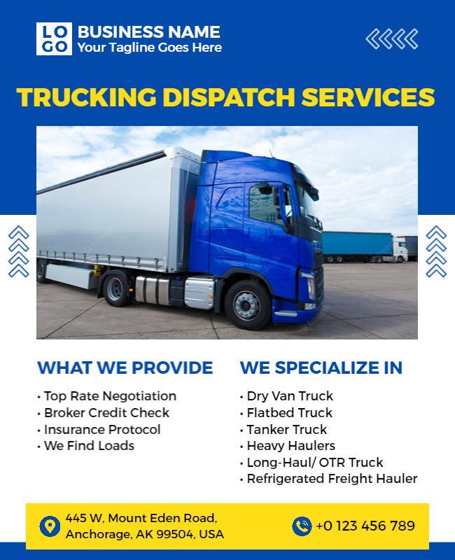 Trucking Dispatch Services Advertisement Flyer Template